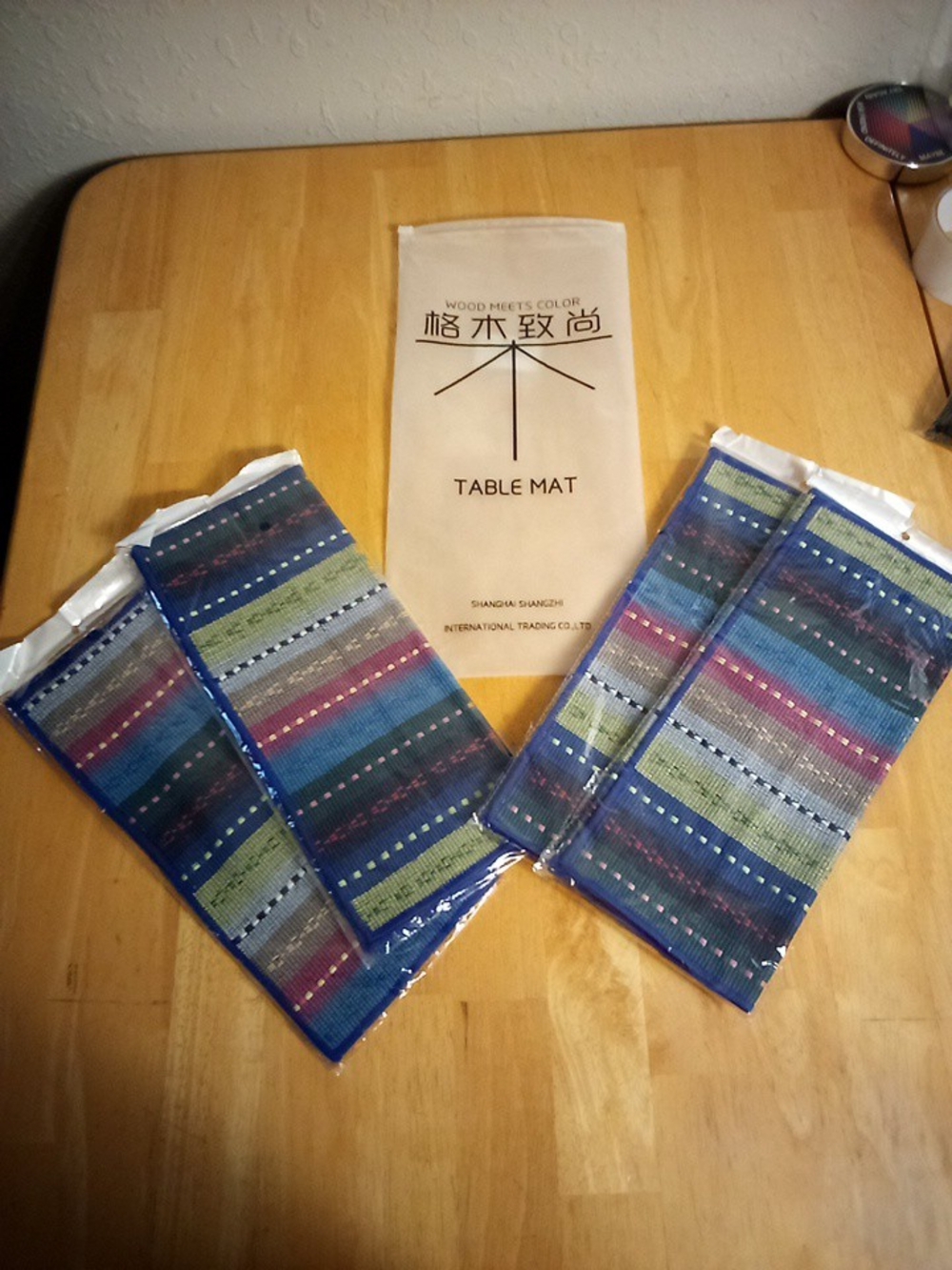 INC International Concepts Striped Table Mats in Blue, Green, Purple